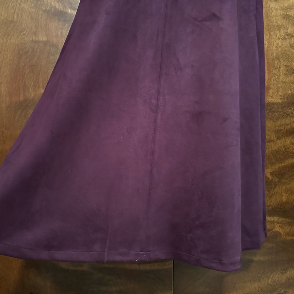 Anne Klein Short Puff Sleeve Faux Suede Fall Midi Dress Womens 12 Plum Purple - Picture 10 of 16